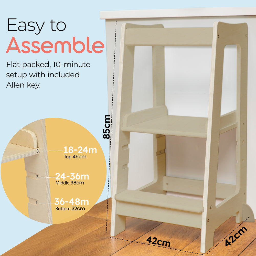 La tour d'apprentissage Montessori avec marchepied réglable